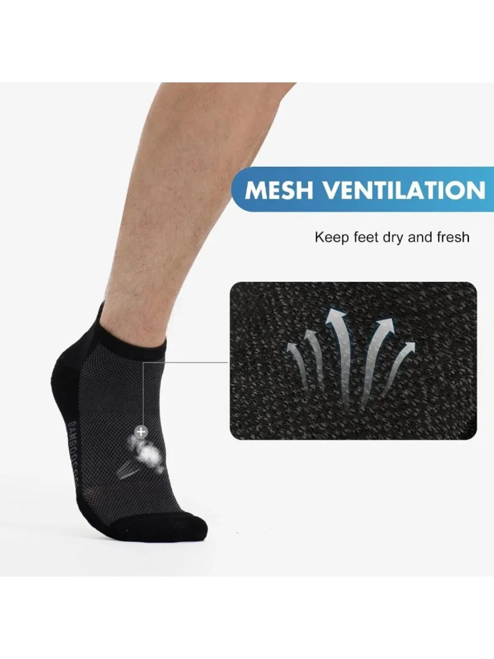 Men's Athletic Ankle Socks - Moisture Wicking, Anti-Odor, Breathable, Arch